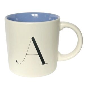 Indigo Monogram Initial A Letter Ceramic Mug White Creme Purple Coffee Tea Lilac